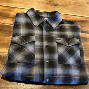 DIXXON The Boulevard Black and Gray Plaid Snap-Front Men's Shirt